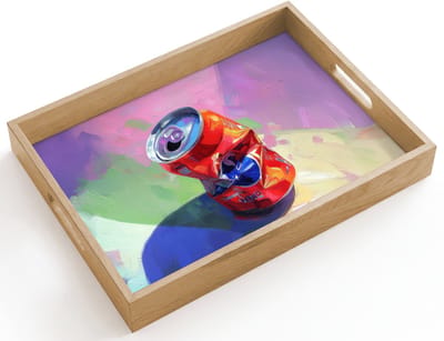 Dienblad hout 40x30 cm - Schootdienblad - Frisdrank - Blik - Paars - Borrelplank rechthoek - Plateau dienbladen