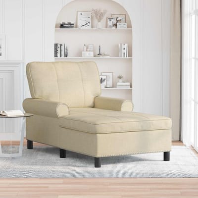 vidaXL - Chaise - Lounge - Crème - Stof - 91 - x - 157 - x - 91 - cm