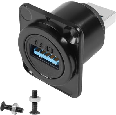 QIANRENON USB 3.0 Male naar Female Paneel Mount Adapter - 5Gbps USB Connector voor Dataoverdracht en Opladen