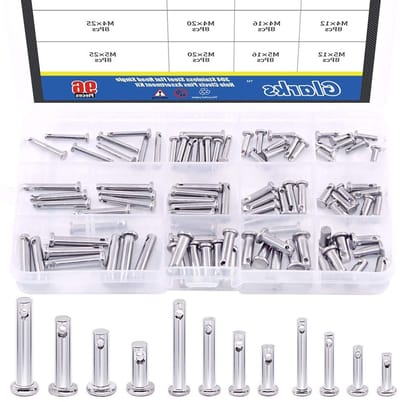 Assortiment van 96 Stuk 12 Maten RVS Platte Kop Enkele Gat Clevis Pins voor Diverse Toepassingen