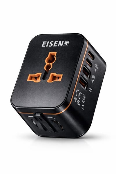 EISENZ Wereldstekker met USB-C & USB-A – Reisadapter Wereldwijd – Universele Travel Adapter EU/UK/US/AUS – Snellader 1920W – Zwart - EZ095