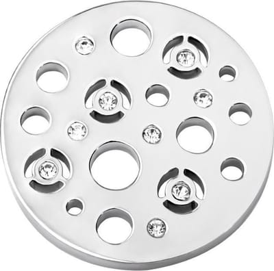 Quiges - Munthouder Munt 33mm RVS met Zirkonia Rondjes Zilverkleurig - EPR089