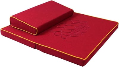 Meditatiekussen en Mat - Yoga Kussen Set - Meditatie en Yoga - Ergonomisch Lichaamsontwerp - 70 cm - Rood
