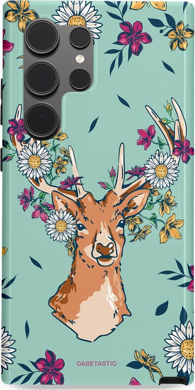 Casetastic Hoesje Geschikt voor Samsung S24 Ultra - Stijlvolle Beschermende Duo-layer Case - Gewei bloesem