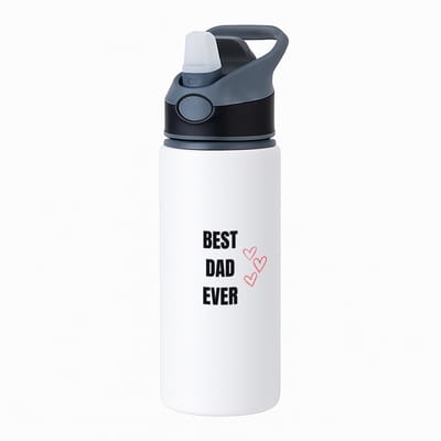 Hacebo® - Best dad ever waterfles met rietje zwart - Papa - cadeau papa - cadeau - verjaardag papa - water fles - 650ML