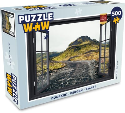 Puzzel Doorkijk - Berg - Zwart - Legpuzzel - Puzzel 500 stukjes