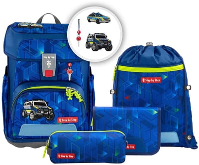 Step by Step schooltas Cloud Schulranzen-Set 5-delig Police Truck Charly blauw