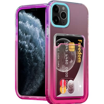 ShieldCase telefoonhoesje geschikt voor Apple iPhone 11 Pro hoesje colorful pasjeshouder - turquoise/roze