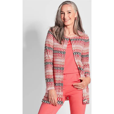 Lang jack in kantlook - koraalrood / gedess. - Gr. 40 van Goldner Fashion