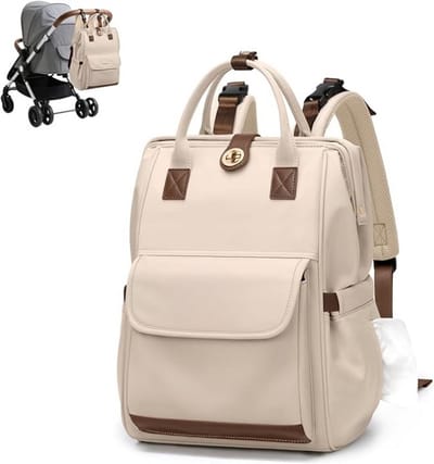 SnelShoppen - Multifunctionele Golf Quality Luiertas Rugzak - Waterbestendig, Casual Hangende Luiertas voor Moeder - A-abrikoos, 16 Inch, Modern en Mi
