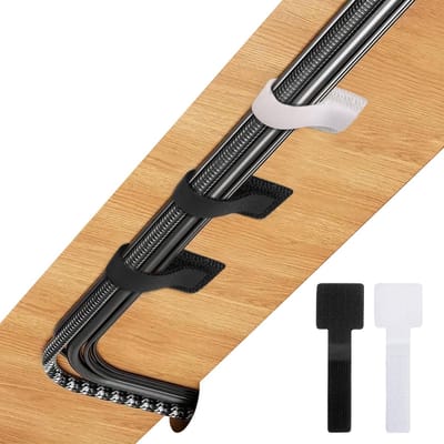 Dailygoods - Kabelbinders - Zelfklevend - Sterke fixatie - Zwart en wit - Organisatie voor kabels - Ideaal voor thuiskantoor - 30 stuks