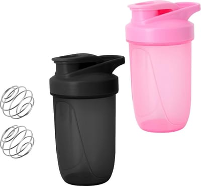 Dailygoods - Proteïneshaker, 400 ml, eiwit, shakebeker met bal, ML-display, lekvrij, proteïneshaker, gym, fitness, fles, proteïneshaker, shakebeker voor romig proteïnepoeder, wei, 2 stuks