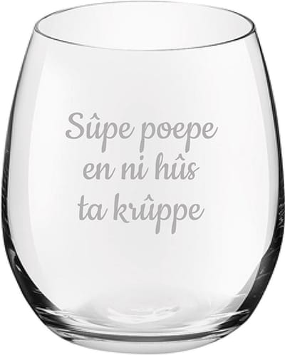 Drinkglas gegraveerd - 39cl - Sûpe poepe en ni hûs ta krûppe