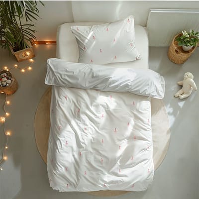 Dekbed-Discounter - Fresh and Co Kids Dekbedovertrek 140 x 200 cm - Verkoelend Katoen - Korte instopstrook - Wassen op 40 graden - Inclusief 1 kussensloop - Ballerina
