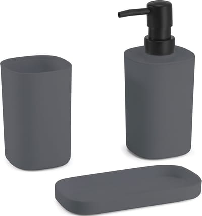 MSV Badkamer Accessoireset – 3-delige Badkamerset met Zeepdispenser, Beker en Zeepschaal – Badkameraccessoires Set met Strak Design