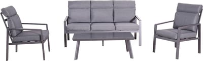 Vista | Loungeset Blokset Dining Set Tuinset | Aluminium | 3-Zitsbank, Twee Loungestoelen, Lage Tuintafel | 5 Zitplaatsen