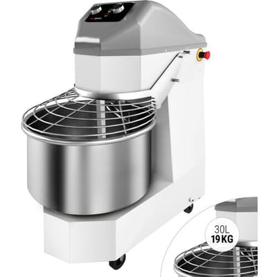 GGM Gastro Teigknetmaschine - 30 Liter / 19 kg - 2 Geschwindigkeiten - mit festem Kessel & Rollen - Timerfunktion