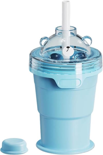 Ijsbakje Drankjes - Opvouwbare Ijsmaker - Drankjes Koel Houden - Met Rietje - 325ml - Blauw