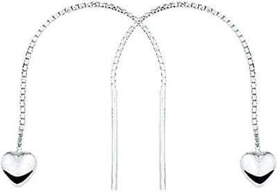 YO&NO - Oorbellen - Zilver - Doortrekoorbellen -  Hart - 5/6.5mm -  Sieraden Vrouw - Gerhodineerd - Zilver 925