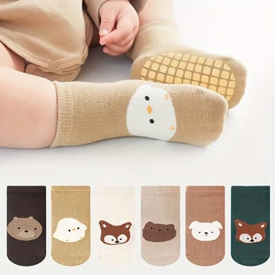 Baby/peuter sokken, Anti-slip/ maat M, 1-3 jr/ 6 paar.