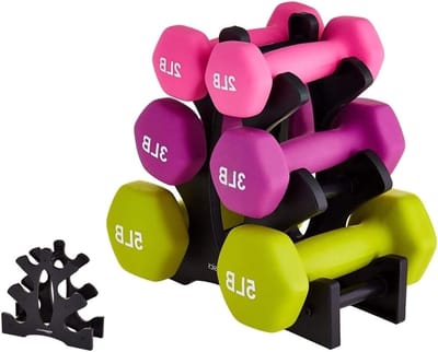 Drie niveaus dumbbell rek, gewichthouder voor thuisgymnastiek, fitnessaccessoires en krachttraining 23x22.5x8.5cm