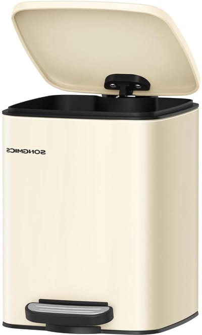 Afvalemmer voor badkamer 6 liter pedaalemmer met deksel - Zandbeige LTB590A02
