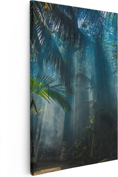 Artaza Canvas Schilderij Bos - 20x30 cm - Klein - Wanddecoratie Jungle - Muurdecoratie Palmboom - Kamer Accessoires Natuur