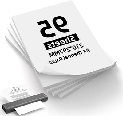 A4 thermisch papier, 95 vellen, BPA-vrij, sneldrogend, geschikt voor documenten, afbeeldingen en foto’s met standaard A4 thermische printers