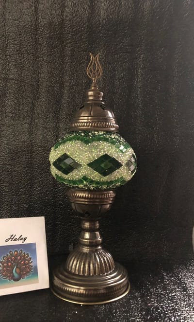 Handgemaakte Turkse sfeerlamp met groene golfjes Mozaïek nachtlamp Oosterse Sprookjes tafellamp