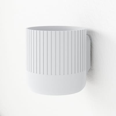 Fleuriek - Bloempot voor aan de muur Wit - Japandi hangpot binnen voor plantenwand, Decoratieve plantenhangers - Kunststof plantenpot voor aan de wand - D12 cm