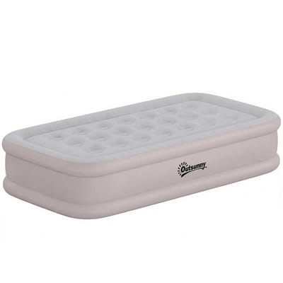 Opblaasbaar matras, ingebouwde elektrische pomp, met fleece gevoerd oppervlak, waterdicht tot 5000 mm, draagtas, 190x97x39 cm, kaki