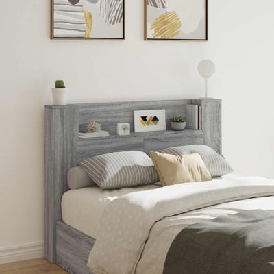 vidaXL - Hoofdeinde - Kast - met - LED - Grijze - Sonoma - Bewerkt - hout