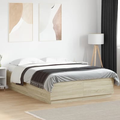 vidaXL - Bedframe - met - LED-verlichting - sonoma - eikenkleurig - 160x200 - cm