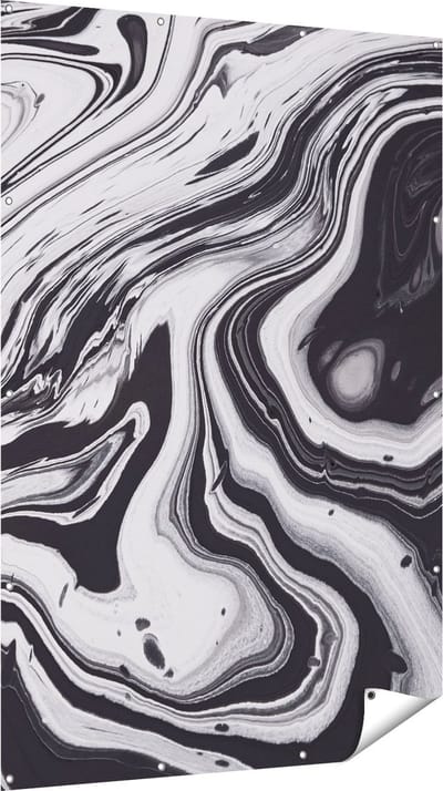 Gards Tuinposter Abstracte Kunst - Zwart met Wit - 120x180 cm - Tuindoek - Tuindecoratie - Wanddecoratie buiten - Tuinschilderij