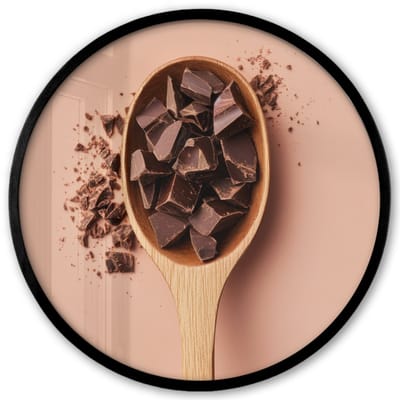 Poster in lijst Rond - Fotolijst 40x40 cm - Posters - Chocola - Hout - Lepel - Ronde posterlijst zwart - Decoratie - Wanddecoratie woonkamer - Muurdecoratie slaapkamer