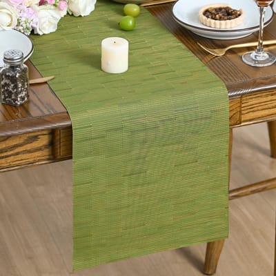 Dailygoods - Grasgroene Wasbare PVC Tafelloper 30 x 183 cm voor Eettafel en Feestdecoratie