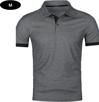 Livano Golf Shirt Heren - T-shirt - Golfkleding - Golfen - Golf Accessoires - Polo Shirt - Donkergrijs + Zwart - Maat M