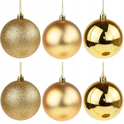 Gouden Kerstballen Set 8cm - 6 Stuks Onbreekbaar
