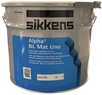 Sikkens Alpha BL mat Uno - Watergedragen muurverf binnen - Uitstekende dekking - 10 L - RAL 9010 Pure White ( gebrokenwit)