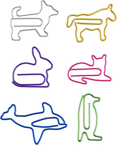 Cocoplus -30 stuks paperclips van metaal - Dieren cartoon motief - Nieuw design paperclips - Bladwijzer voor kantoor en school - Schrijfwaren en documentengeschenken