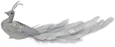 Clayre & Eef Decoratie Vogels 30x9x9 cm Zilverkleurig Kunststof
