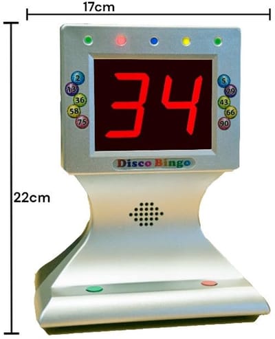 Disco Bingo Machine - Elektronische Bingo - Feest Spel - Speelt 1-75 en 1-90 - 22 cm Hoog - Zilver Zwart