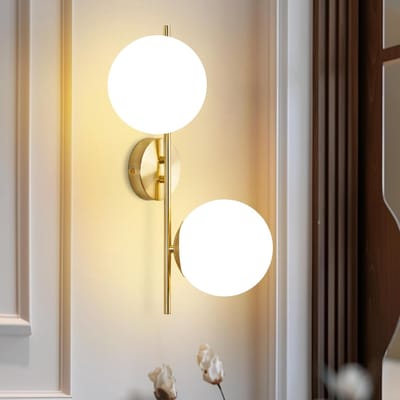 Glitzerlife - Wandlamp Wandspots - Modern design - 2xE27 Max.40w - Glas en IJzer - Ø45cm - Goud - Wandlampen