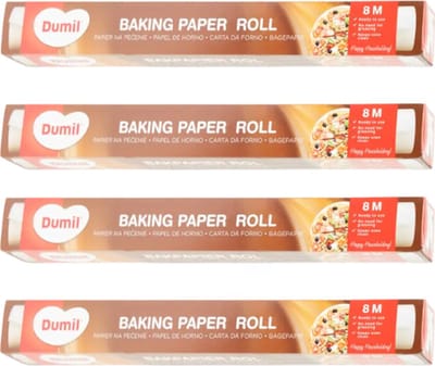 4x Bakpapier rollen - 8m x 38cm - Beschermt bakplaat en oven tegen vet - Hittebestendig tot 220°C