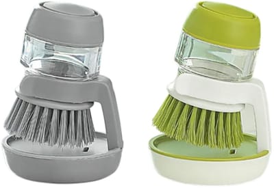 2 stuks - Afwasborstel - Pannenborstel - Schoonmaakborstel - Keukenaccessoires - Schoonmaakbenodigdheden - Geschikt voor kookgerei-kookplaten en gootstenen - Grijs - Groen - 9*6*12 cm