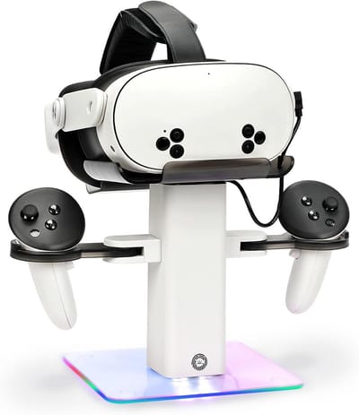 Verticale RGB Laadstandaard voor VR Headset en Controllers - Compatibel met Quest 3S/3/2