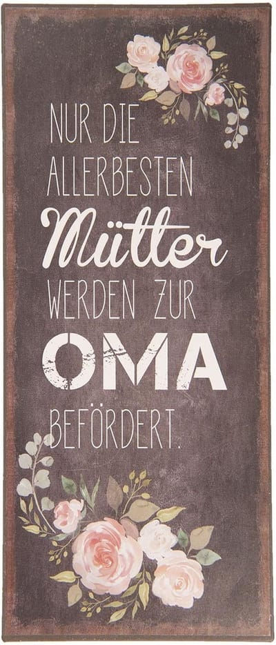 Clayre & Eef Tekstbord 13x30 cm Zwart Metaal Bloemen