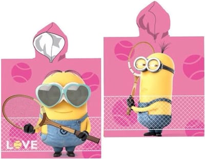 Despicable Me - Minions - Poncho - Badponcho - Met capuchon - 55x110Cm - Polyester - Roze