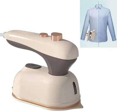 Reisstrijkijzer Mini - Stoomstrijkijzer Draagbaar - Kreukels Verwijderen - Opvouwbaar 180° Draaibaar - 50 ml Reservoir - Wit