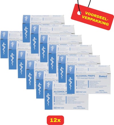 Romed Alcoholdoekjes - 12 x 100 Stuks - Voordeelverpakking - Verpakt per stuk